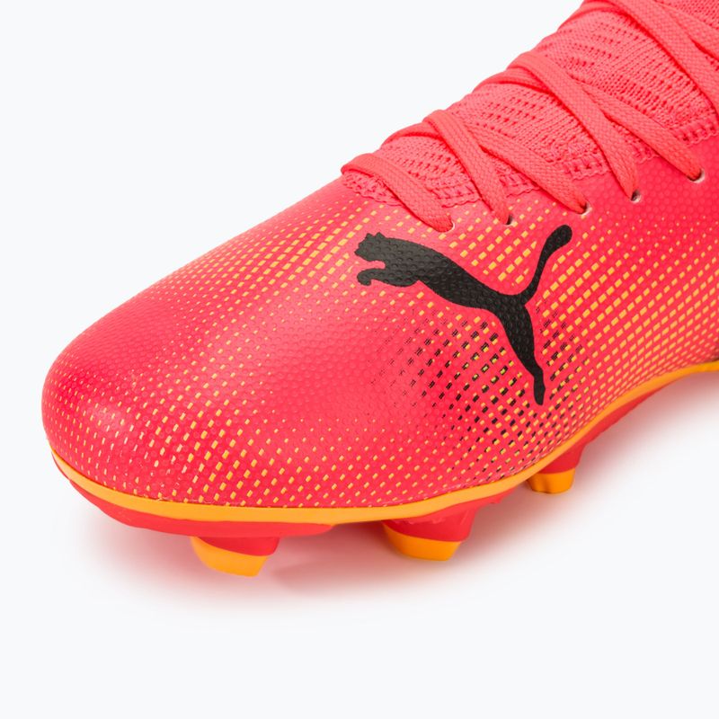 Încălțăminte de fotbal pentru copii PUMA Future 7 Play FG/AG Jr sunset glow/puma black/sun stream