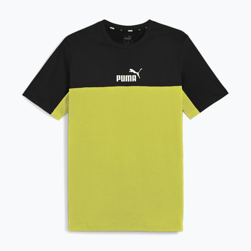 Tricou pentru bărbați PUMA ESS+ Block Tee puma black/lime sheen