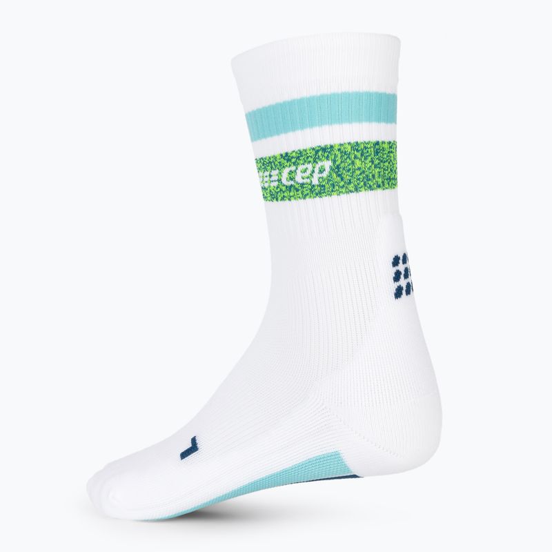 Șosete compresive de alergat pentru bărbați CEP Miami Vibes 80's white/green aqua 4