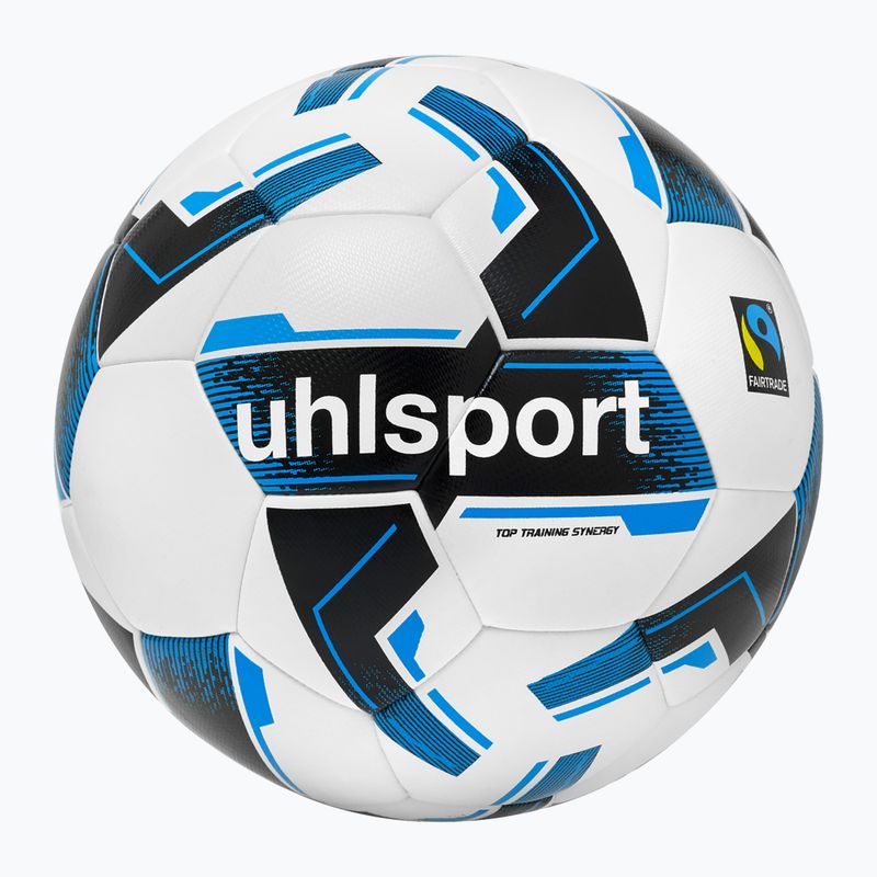Minge de fotbal uhlsport Top Training Synergy Fairtrade white/black/blue mărime 3 4