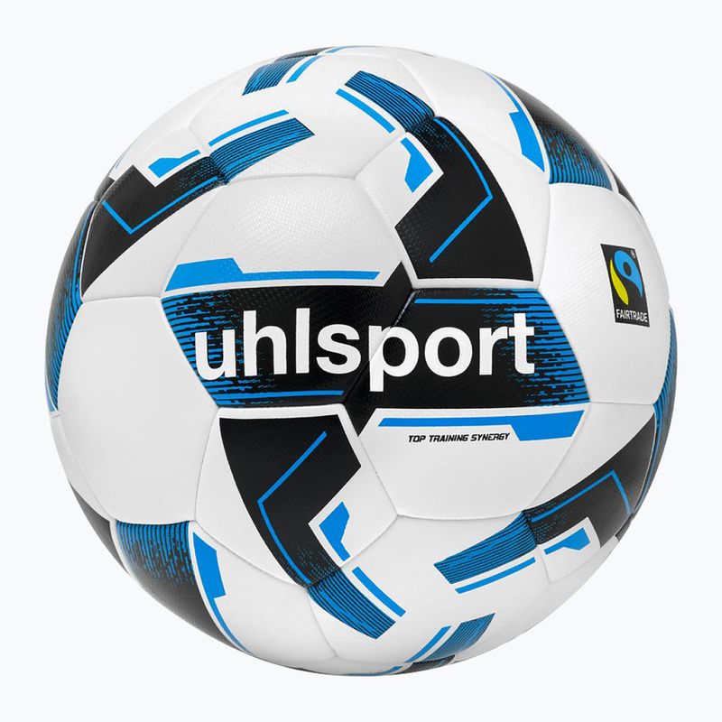Minge de fotbal uhlsport Top Training Synergy Fairtrade white/black/blue mărime 4