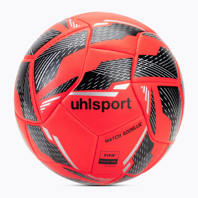 Minge de fotbal uhlsport Match Addglue fluo red/navy/silver mărime 5