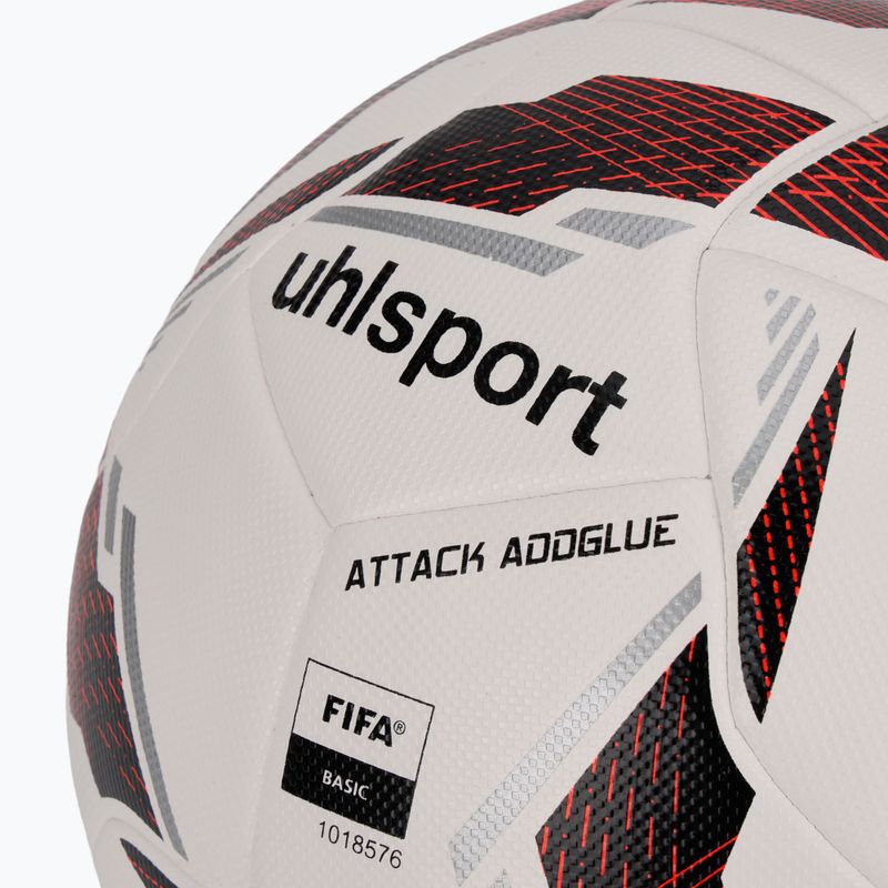 Minge de fotbal uhlsport Attack Addglue white/black/fluo red mărime 5 3