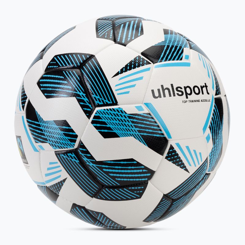 Minge de fotbal uhlsport Fairtrade Top Training Addglue white/black/fluo blue mărime 4 2