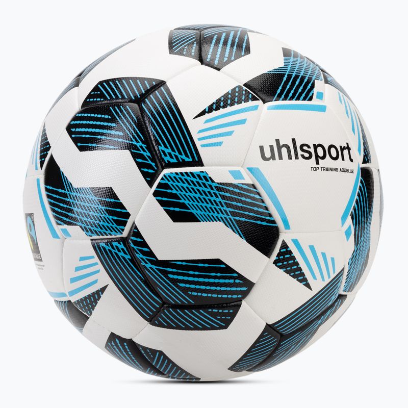 Minge de fotbal uhlsport Fairtrade Top Training Addglue white/black/fluo blue mărime 5 2