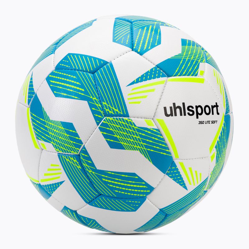 Minge de fotbal uhlsport Lite Soft 350 white/light blue/fluo yellow mărime 5 2