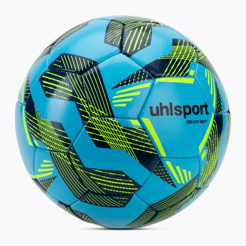 Minge de fotbal uhlsport Lite Soft 350 light blue/navy/fluo green mărime 4 2