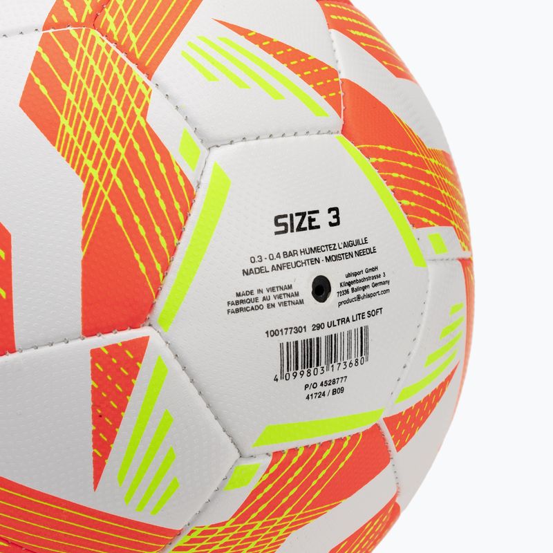 Minge de fotbal uhlsport Ultra Lite Soft 290 white/fluo orange/fluo yellow mărime 3 3