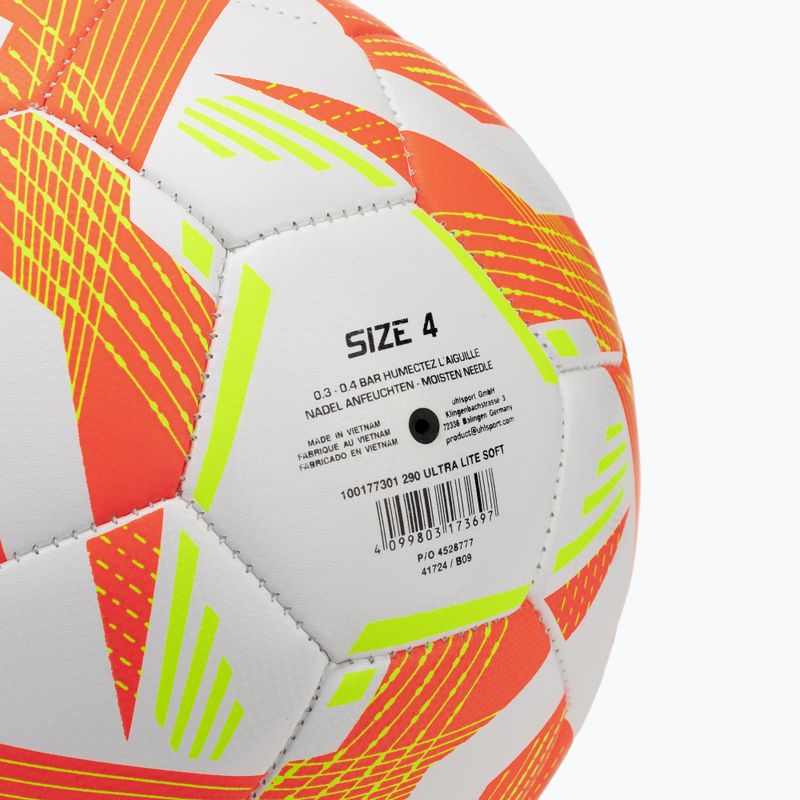 Minge de fotbalj uhlsport Ultra Lite Soft 290 white/fluo orange/fluo yellow mărime 4 3