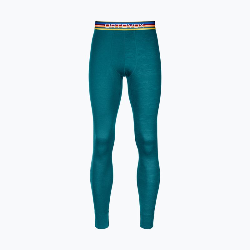 Pantaloni termici pentru bărbați Ortovox 185 Rock'N'Wool Long verde 8418200009