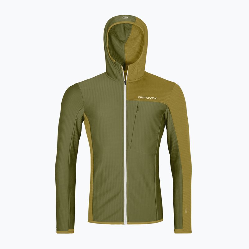 Hanorac pentru bărbați ORTOVOX Fleece Light Grid Hooded wild herbs