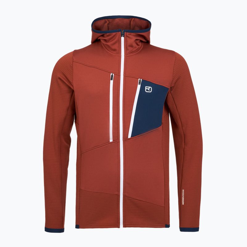 Bluză pentru bărbați ORTOVOX Fleece Grid Hoody clay orange