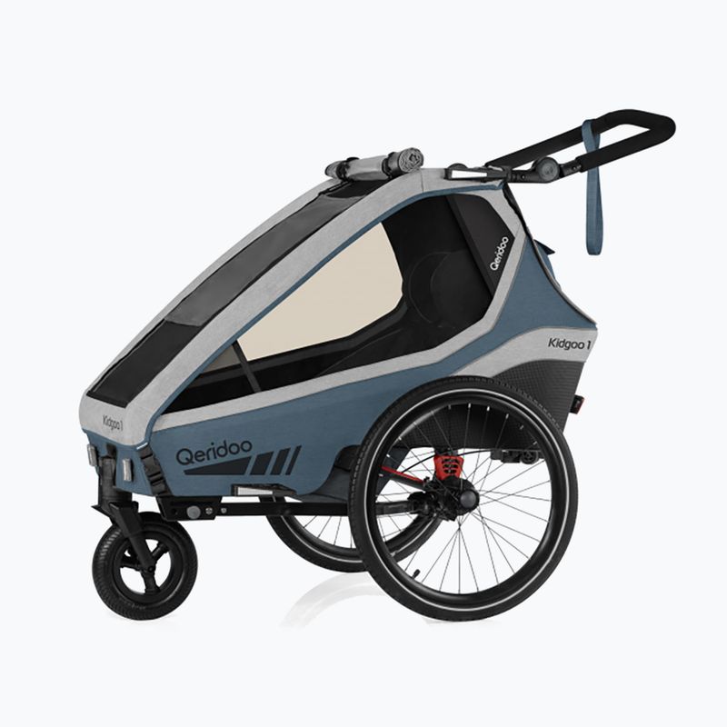 Qeridoo Kidgoo 1 remorcă pentru biciclete gri-albastru Q-KDG1-22-NB