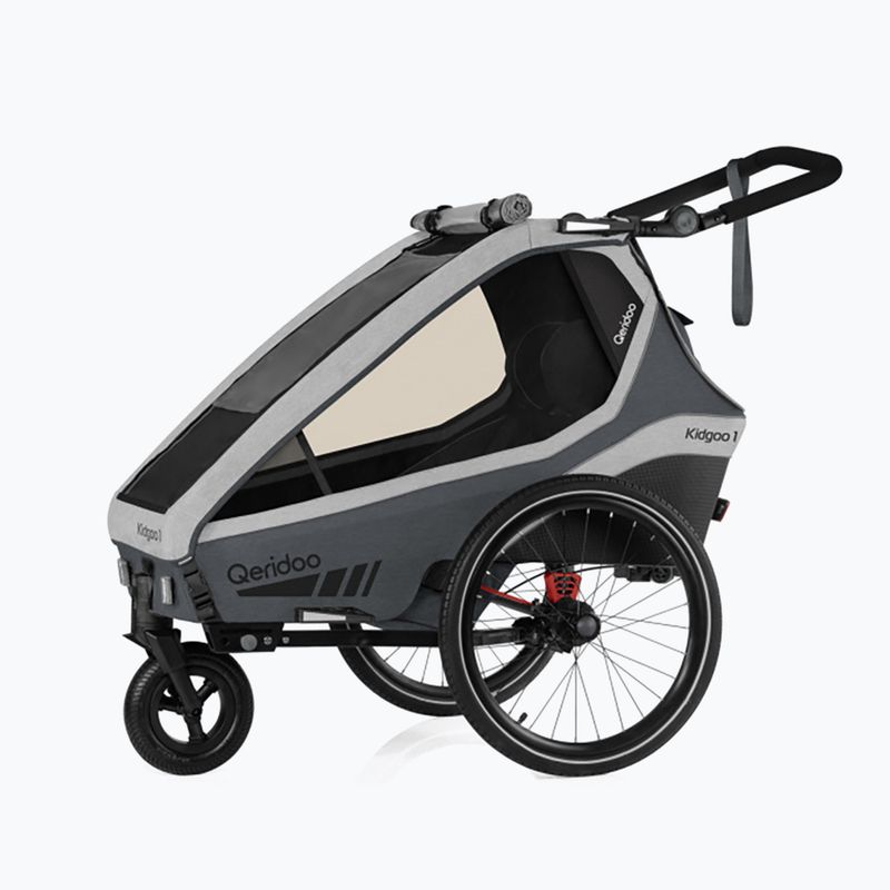 Remorcă de bicicletă pentru două persoane Qeridoo Kidgoo 2 gri Q-KDG2-22-SG
