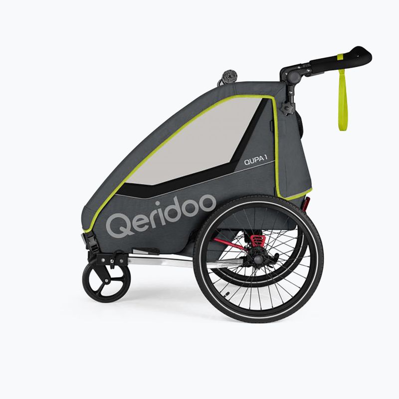 Remorcă de bicicletă pentru o persoană Qeridoo Qupa 1 gri-galbenă Q-QUP1-22-LI 3
