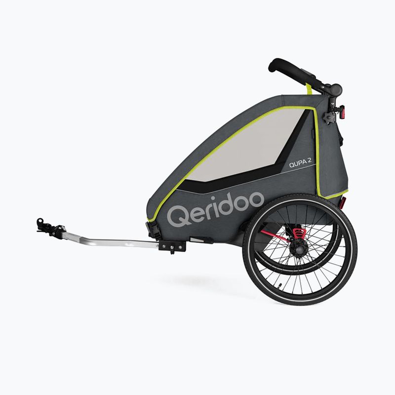 Remorcă de bicicletă pentru două persoane Qeridoo Qupa 2 gri-galbenă Q-QUP2-22-LI