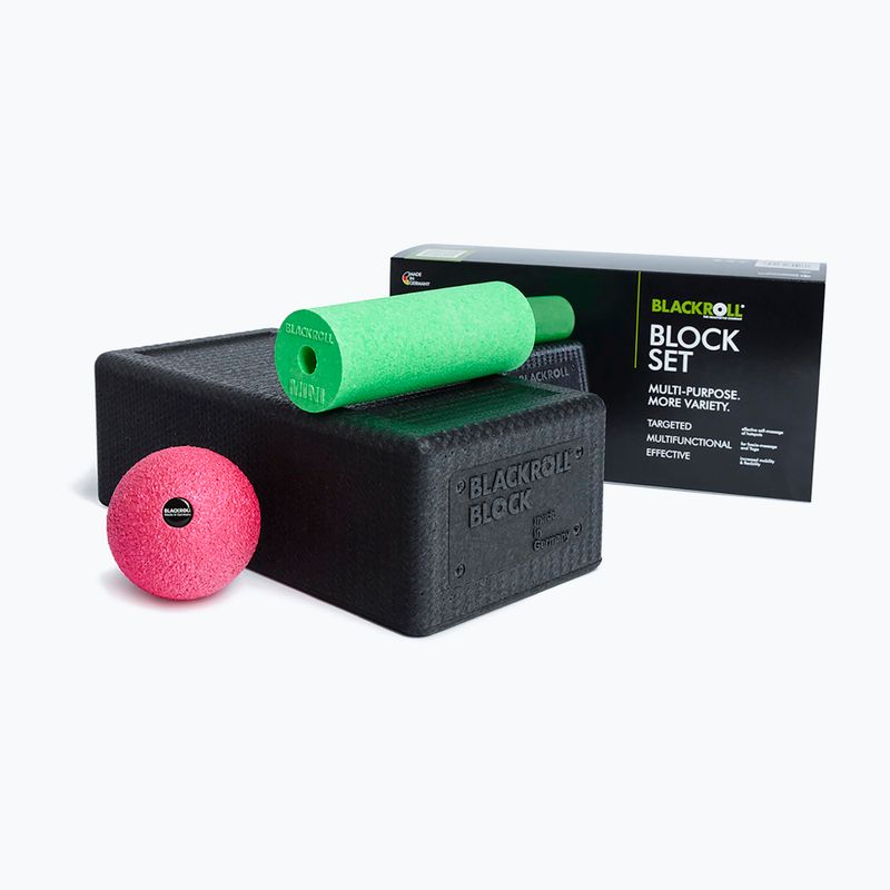 Set de yoga BLACKROLL Block black/ green/ pink 3