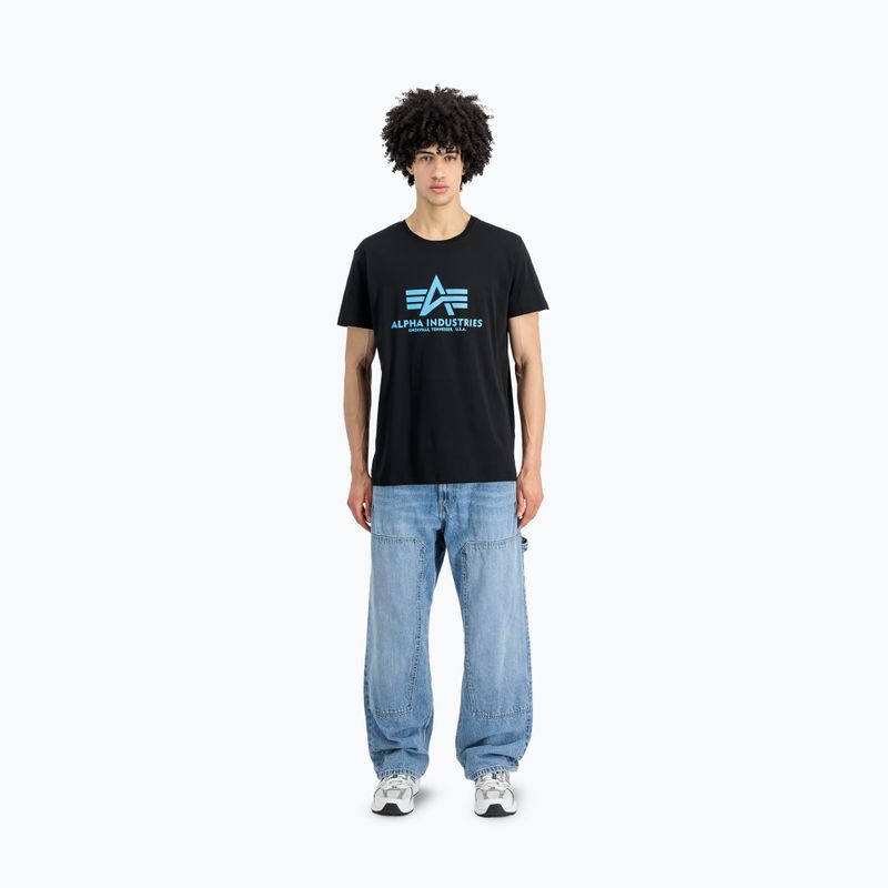 Tricou polo  pentru bărbați Alpha Industries Basic black/blue 2