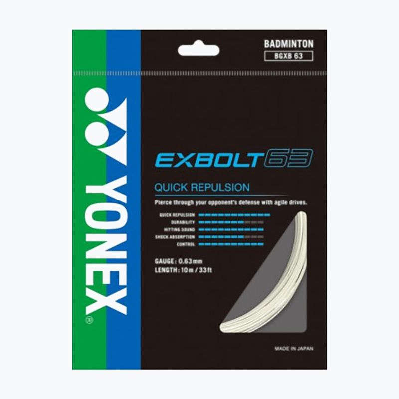 Cordaj de badminton YONEX Exbolt 63 Set 10 m white 2