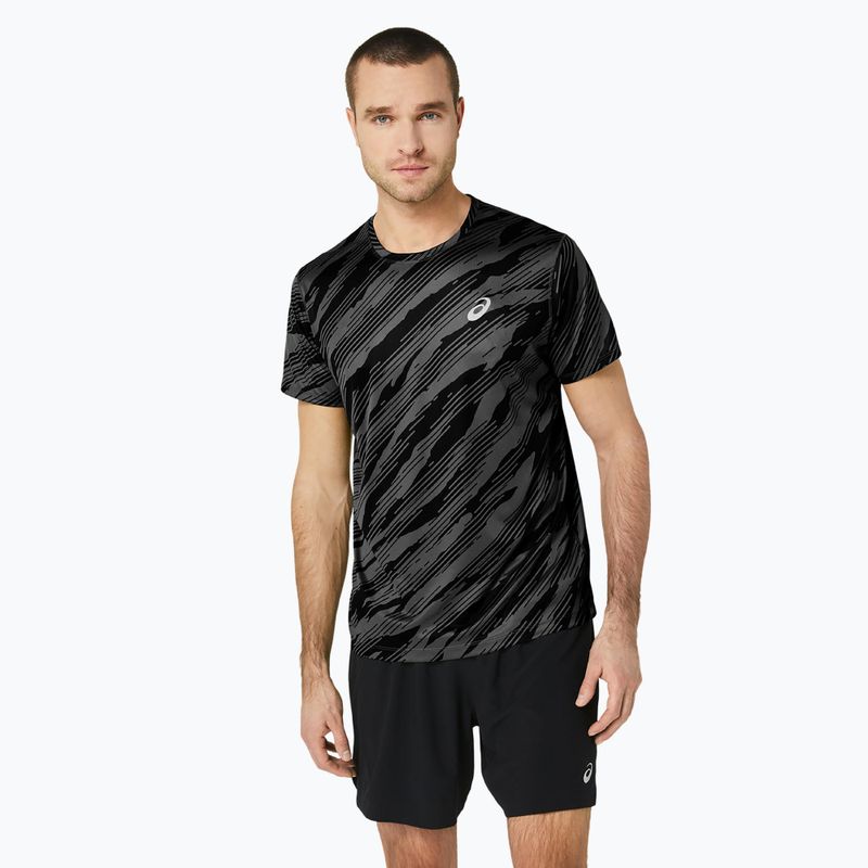 Tricou de alergare pentru bărbați ASICS All Over Print Top graphite grey/performance black