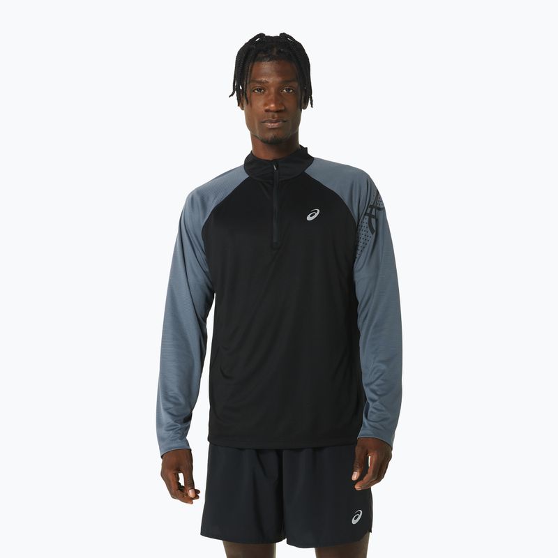 Longsleeve de alergat pentru bărbați ASICS Icon 1/2 Zip performance black/carrier grey