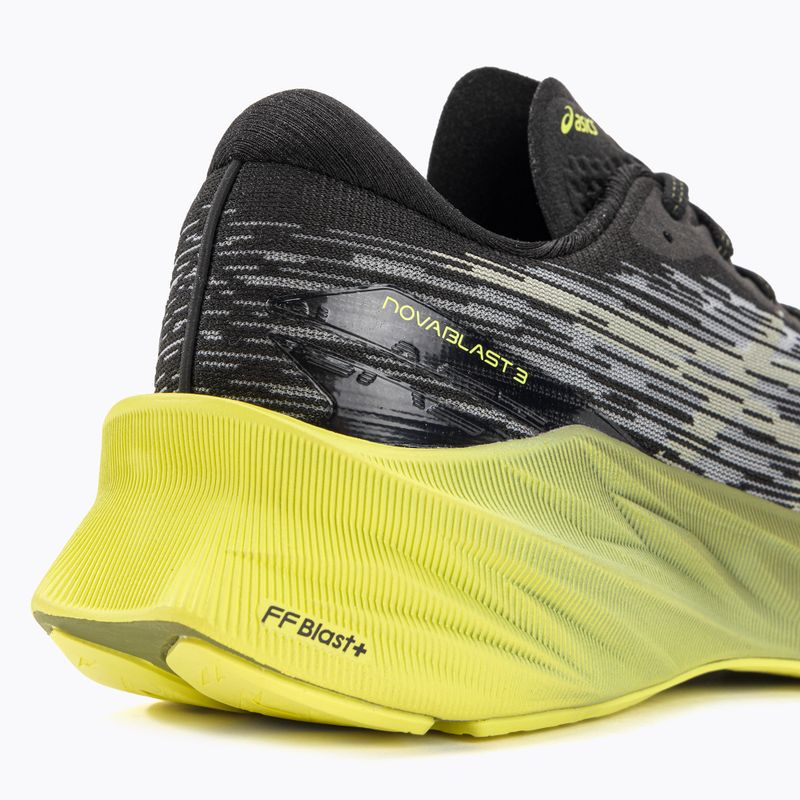 ASICS Novablast 3 negru/verde frunze uscate pantofi de alergare pentru bărbați 9