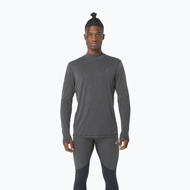 Bărbați ASICS Metarun Mock Neck performanță de performanță negru de funcționare cu mânecă lungă pentru bărbați