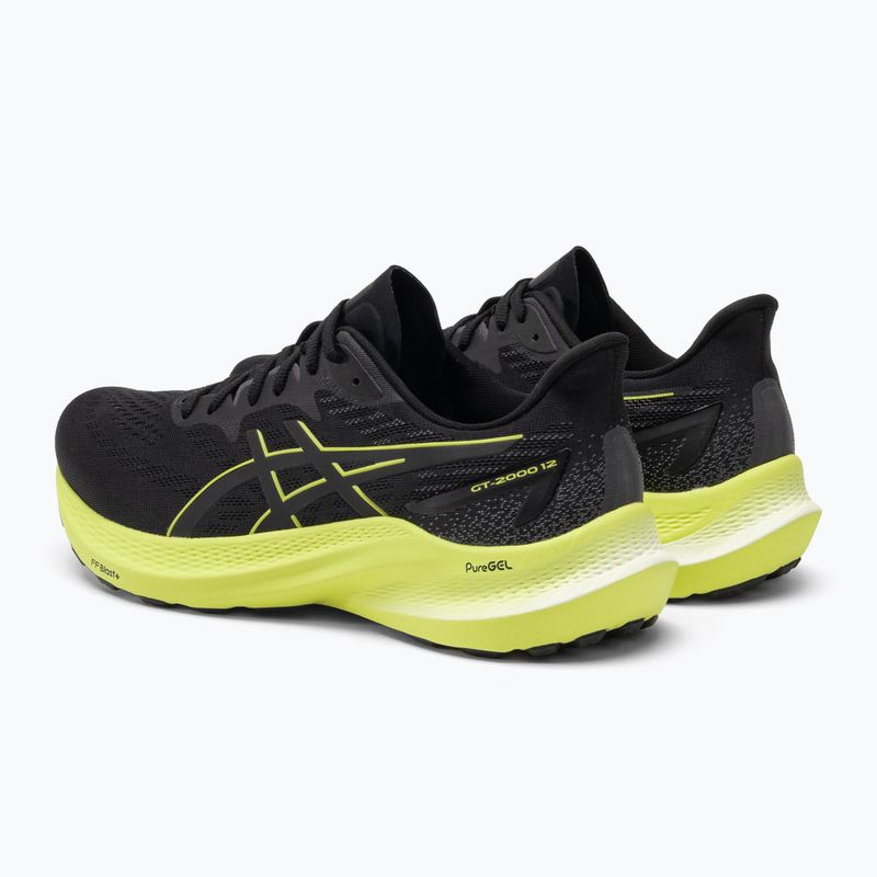 ASICS GT-2000 12 negru / galben luminos pantofi de alergare pentru bărbați 3