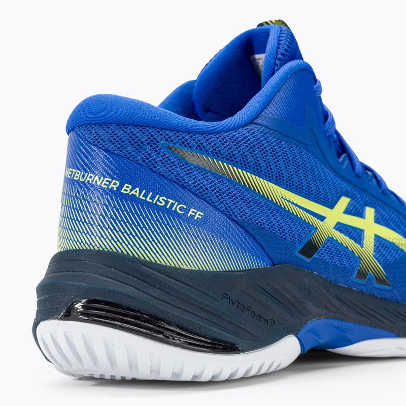 ASICS Netburner Ballistic FF MT 3 pantofi de volei pentru bărbați albastru iluzie / galben strălucitor 10