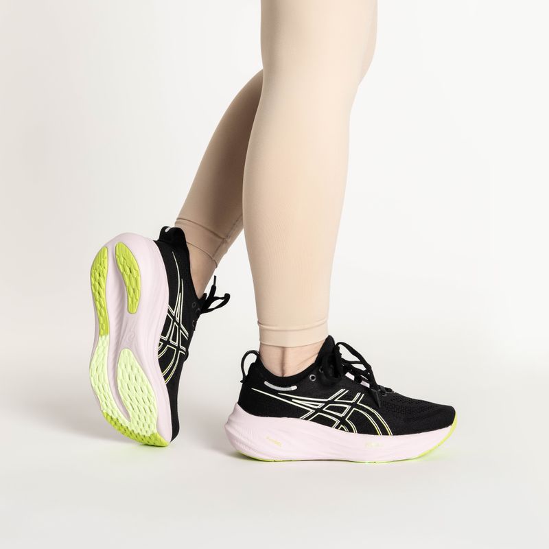 Încălțăminte de alergat pentru femei ASICS Gel-Nimbus 26 black/neon lime 2