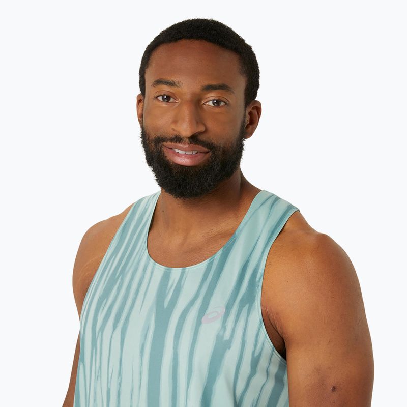 Tank top de alergare pentru bărbați ASICS  Road All Over Print Singlet light celadon/celadon 4