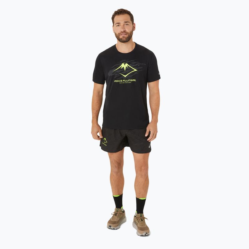 Tricou de alergare pentru bărbați ASICS Fujitrail Logo black/graphic grey/safety yellow 2