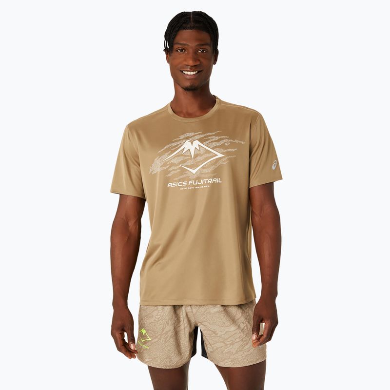 Tricou de alergare pentru bărbați ASICS Fujitrail Logo pepper/feather grey/oatmeal