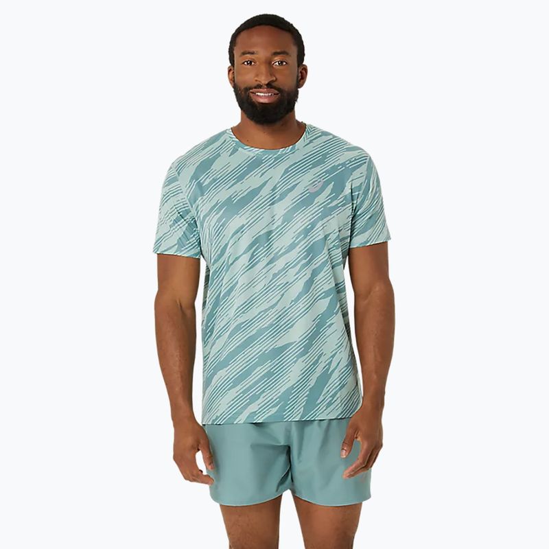 Tricou de alergare pentru bărbați ASICS All Over Print Top light celadon/celadon