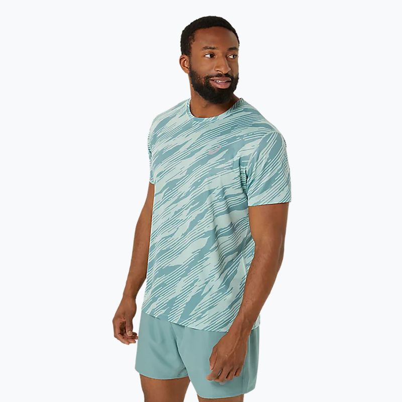 Tricou de alergare pentru bărbați ASICS All Over Print Top light celadon/celadon 4