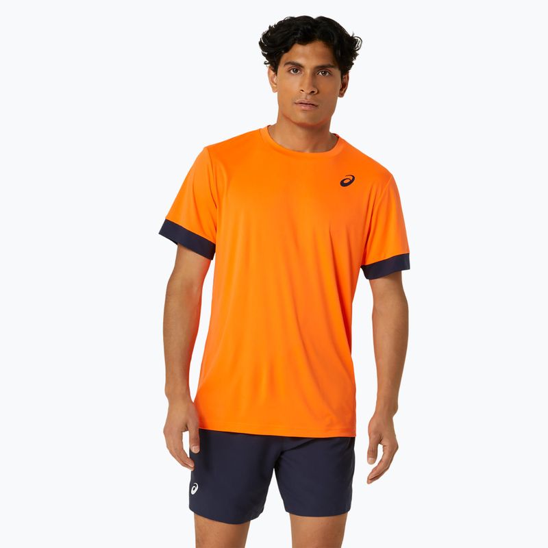 Tricou de tenis pentru bărbați ASICS Court SS Top shocking orange/midnight