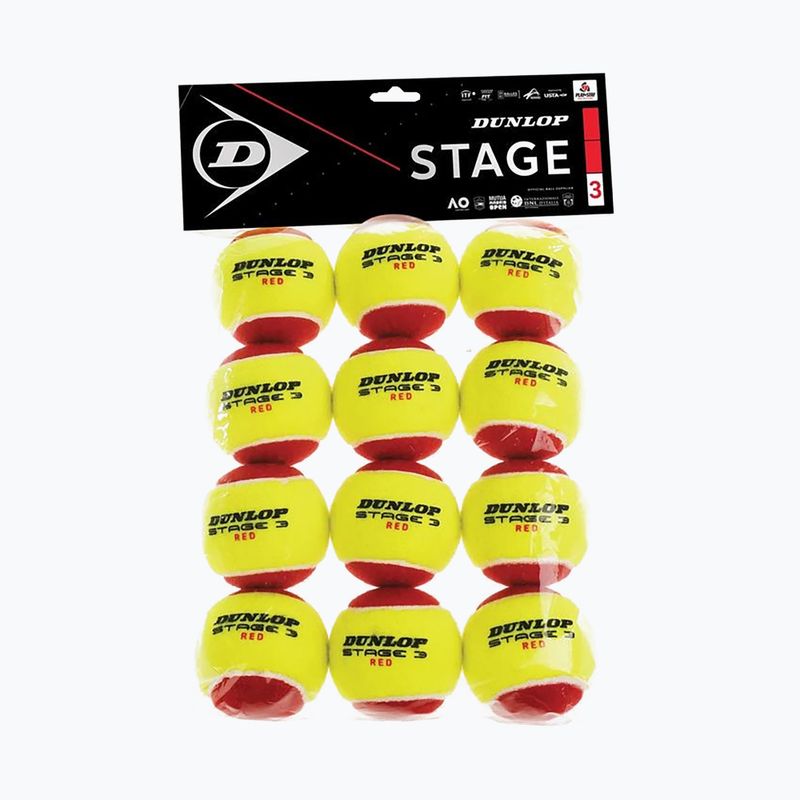 Mingi de tenis pentru copii Dunlop Stage 3 12 buc. roșu-galbene 601344