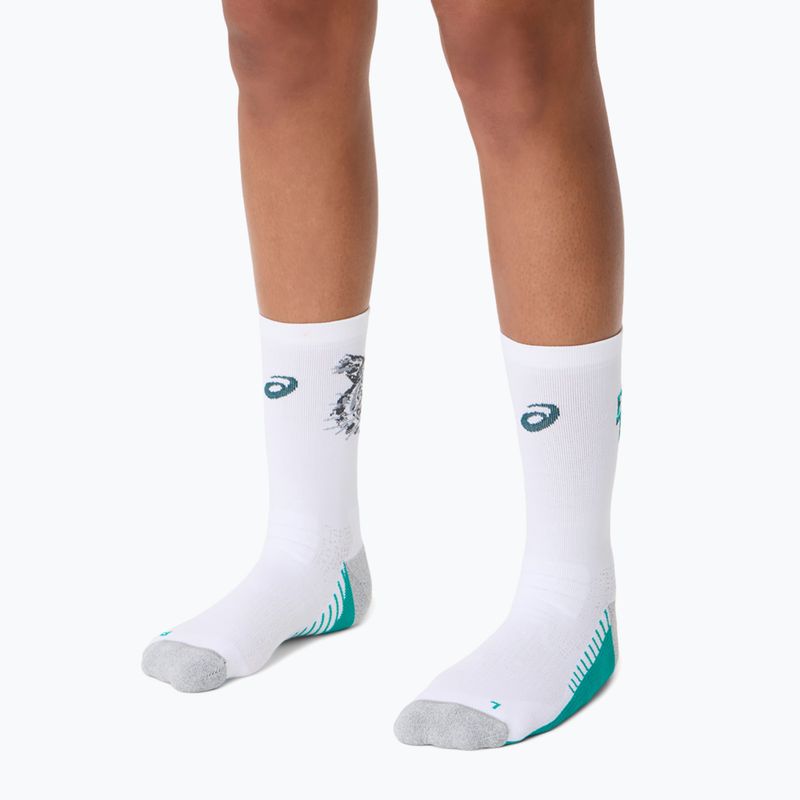 Șosete ASICS Performance Run Crew brilliant white/wave teal 5