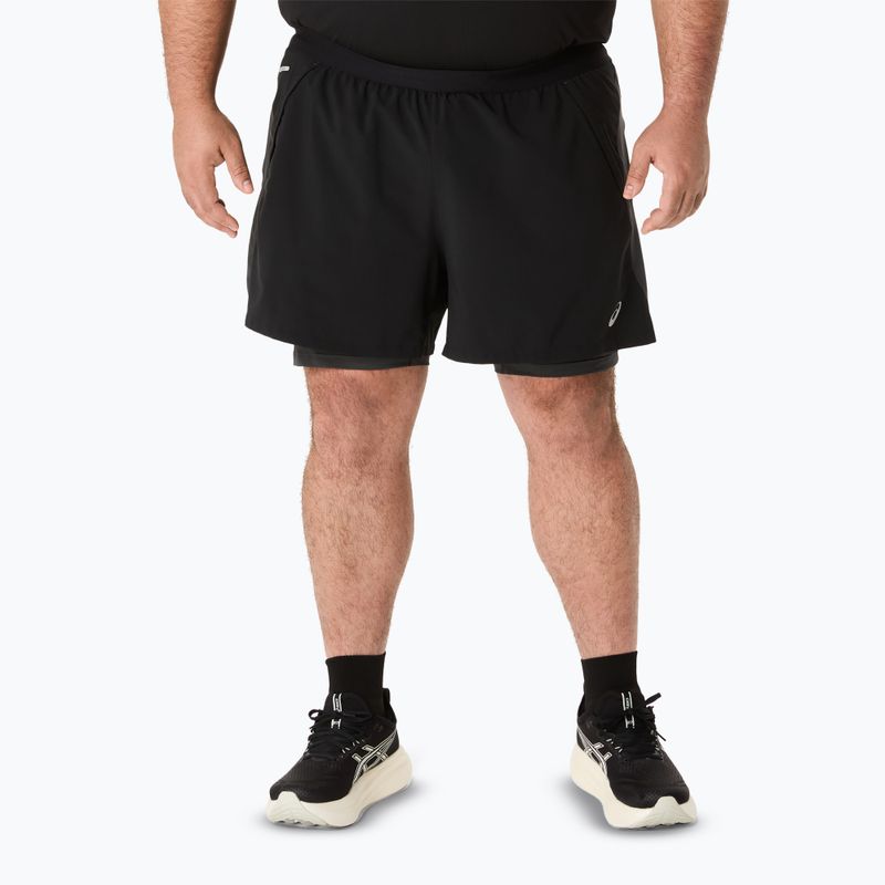 Pantaloni scurți de alergare pentru bărbați ASICS Road 2N1 5IN performance black/graphite grey