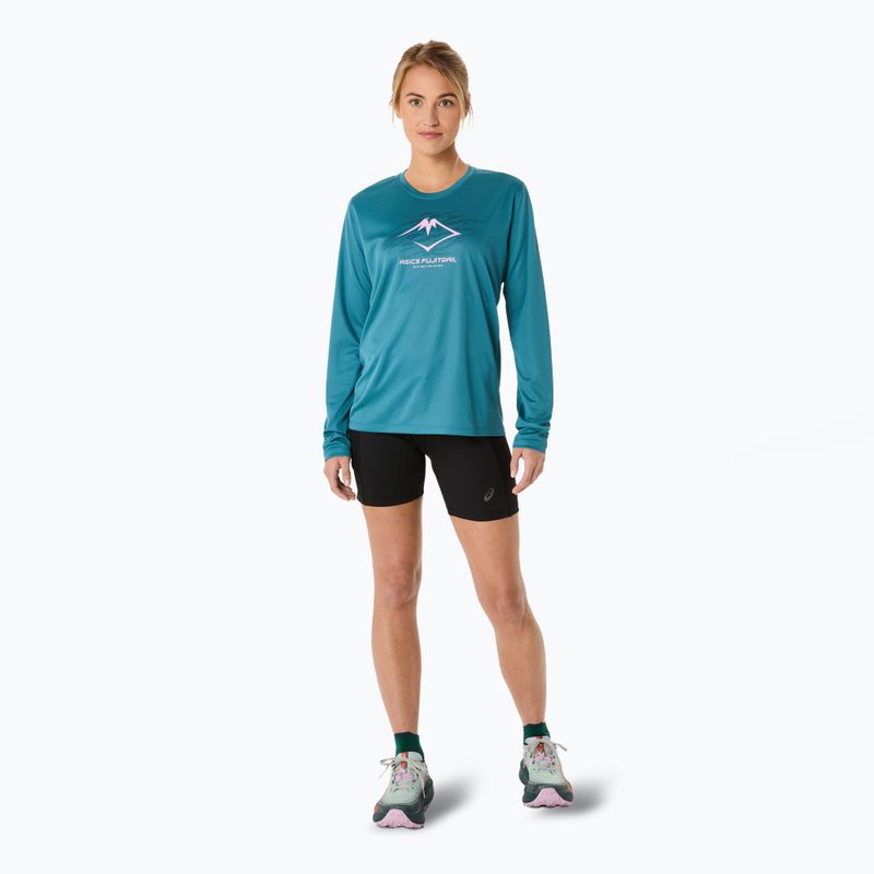 Longsleeve de alergare pentru femei ASICS Fujitrail Logo atlantis blue 2