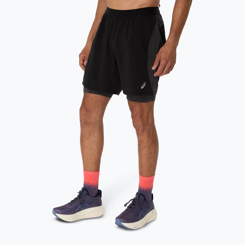 Pantaloni scurți de alergare pentru bărbați ASICS Road 2N1 7IN performance black/graphite grey 4