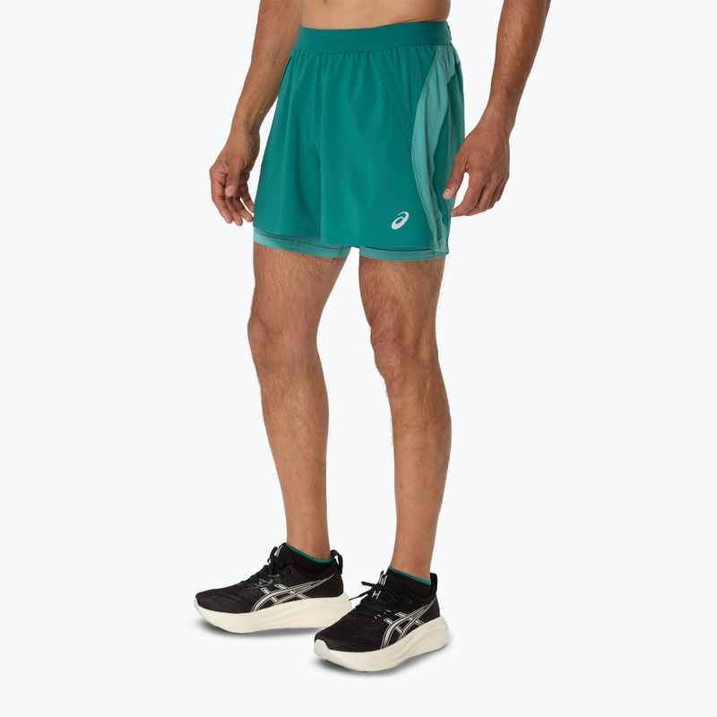 Pantaloni scurți de alergare pentru bărbați ASICS Road 2N1 5IN rainy lake/light teal 4