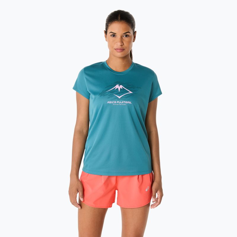 Tricou de alergare pentru femei ASICS Fujitrail Logo atlantis blue