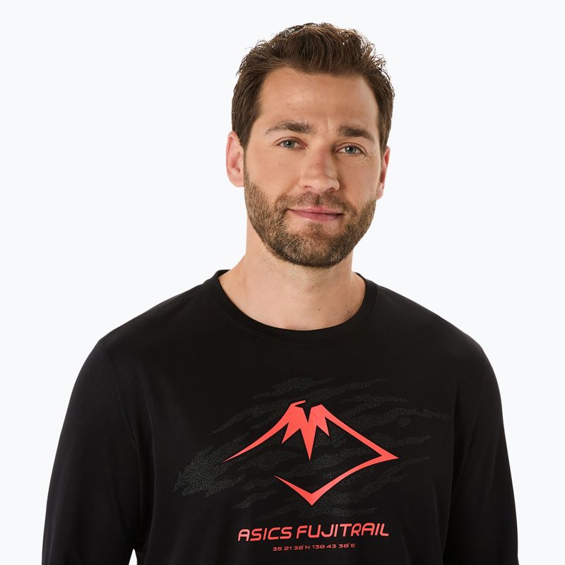 Longsleeve de alergare pentru bărbați ASICS Fujitrail Logo performance black/carbon/coral reefl 4