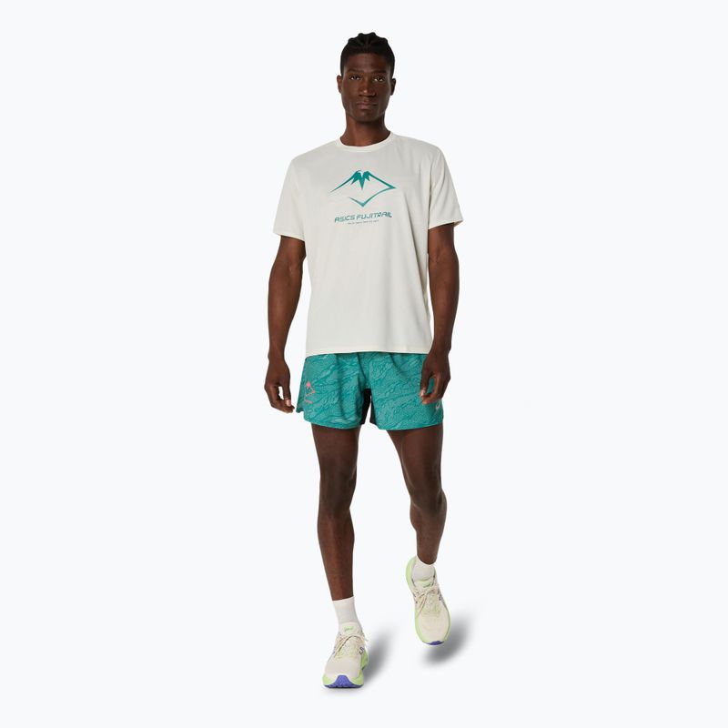 Tricou de alergare pentru bărbați ASICS Fujitrail Logo birch/white sage/rainy lake 2