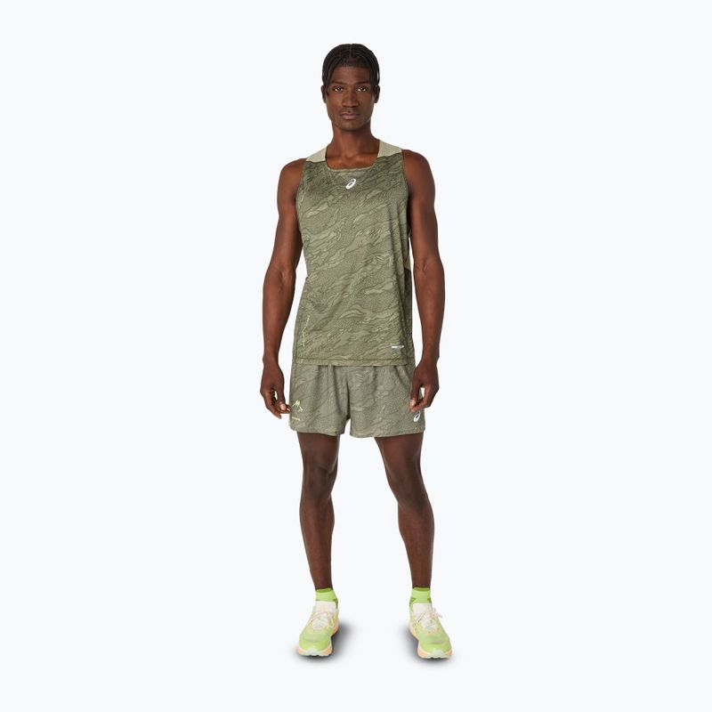 Tricou de alergare pentru bărbați ASICS Fujitrail Singlet mantle green/khaki 2