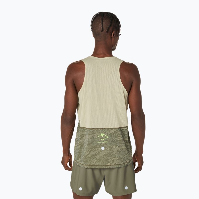 Tricou de alergare pentru bărbați ASICS Fujitrail Singlet mantle green/khaki 3