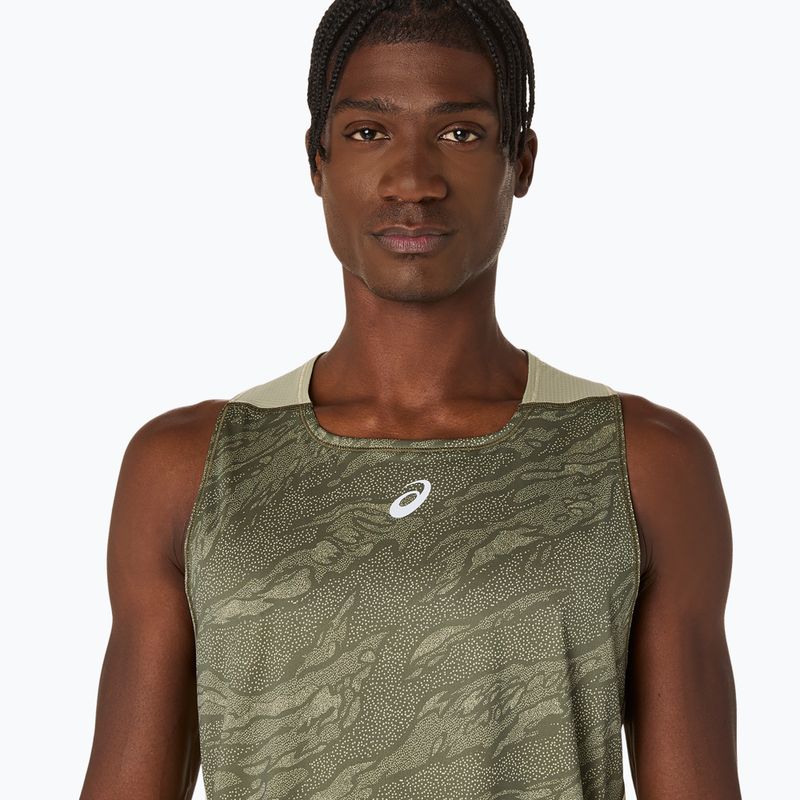 Tricou de alergare pentru bărbați ASICS Fujitrail Singlet mantle green/khaki 5