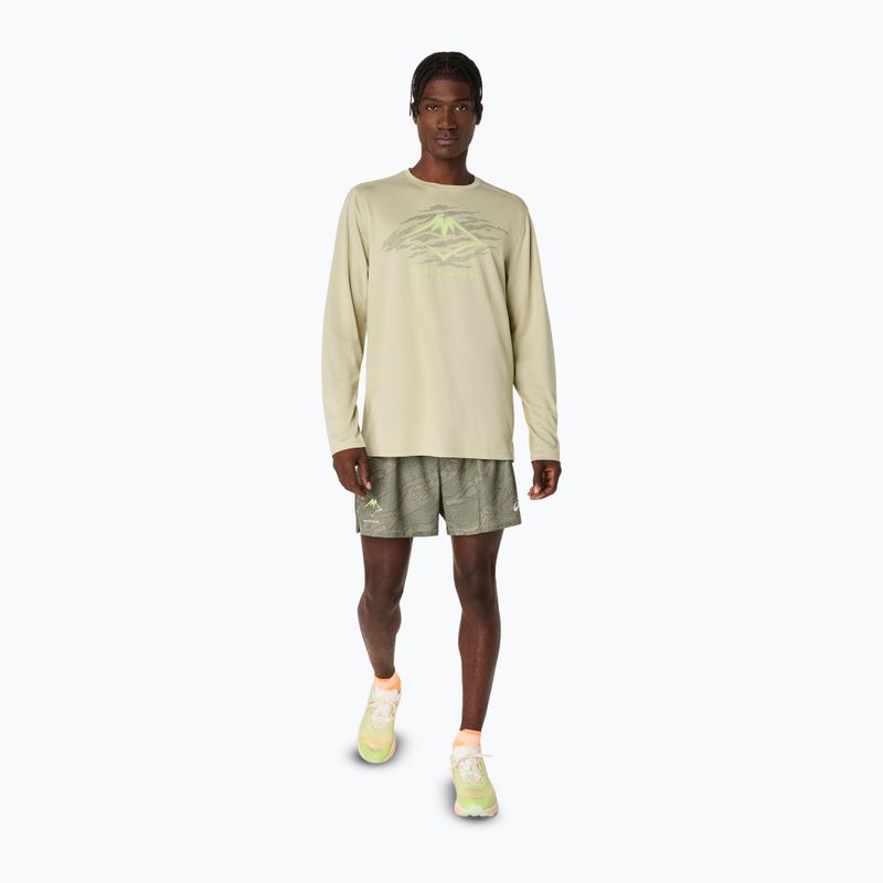 Longsleeve de alergare pentru bărbați ASICS Fujitrail Logo LS khaki 2