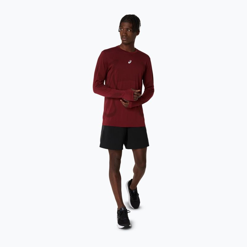 Longsleeve de alergare pentru bărbați ASICS Road Seamless LS dark red planet 2